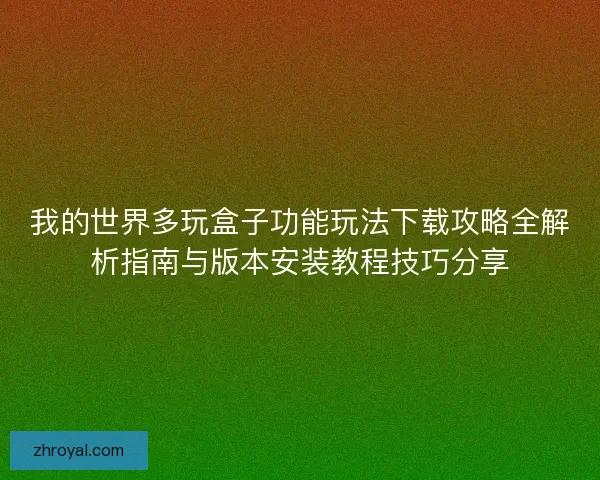 我的世界多玩盒子功能玩法下载攻略全解析指南与版本安装教程技巧分享